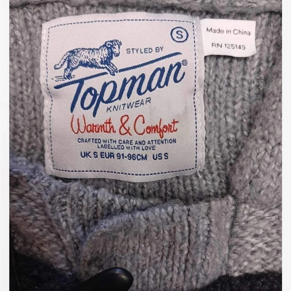 Topman  Wool Blend Hooded Cardigan Toggle Closure Size Small - Picture 10 of 10